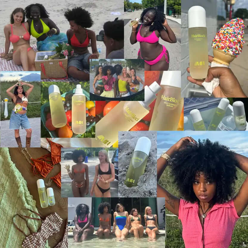 Collage of images featuring people, bottles, and outdoor activities.