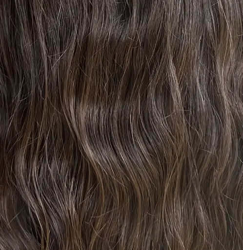 Close-up of brown hair with subtle highlights